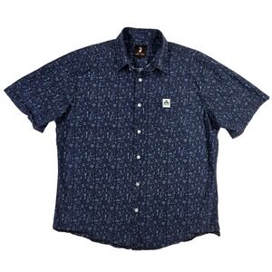 Jack and Sage Mens Camp Shirt Navy Blue Winter Ski Snowboard Print Large